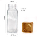 Food grade 100ml clear square glass spice pepper shaker bottle with plastic lid